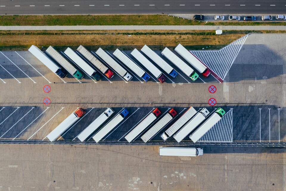 Lorries in parked bays